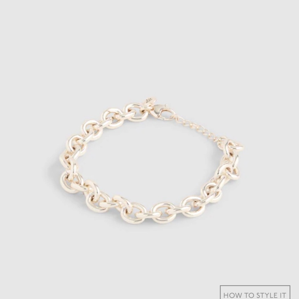 NWT Chunky Oval Chain Bracelet in Warm Silver